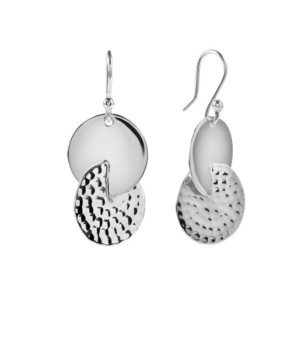 Interlocking Hammered and Polished Disc Earrings