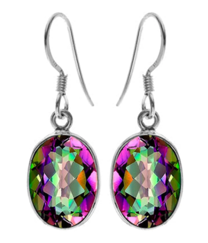 Single Oval Drop Earring - Mystic Topaz