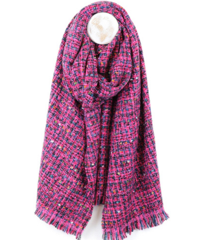 Vibrant Pink Mix Woven Texture Scarf.png