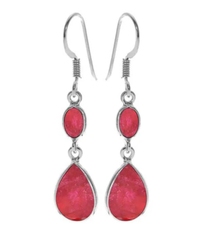 Oval and Teardrop Earrings - Ruby Quartz
