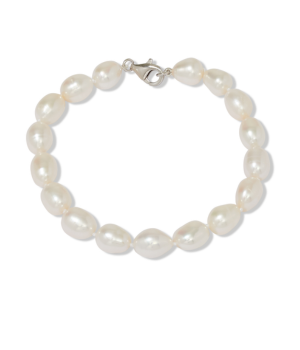 White Oval Baroque Pearl Bracelet