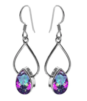 Open Teardrop Earrings with Teardrop - Mystic Topaz