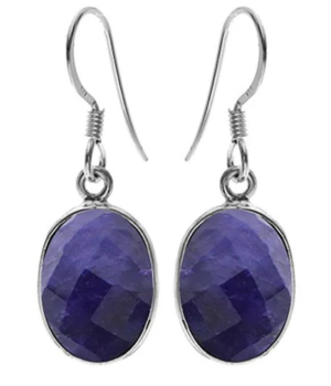 Single Oval Drop Earring - Sapphire Quartz