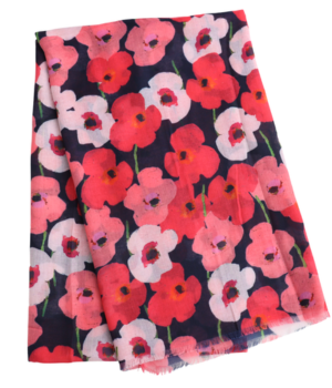 Poppies Scarf - Midnight navy and pinks 3.png