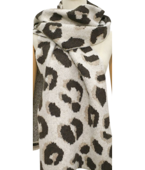 Stretchy Leopard Print Scarf - White