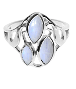 Triple Marquis Filigree Ring - Moonstone