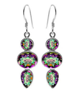 Mixed Shape 3 Stone Earrings - Mystic Topaz