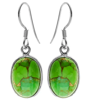 Single Oval Drop Earring - Green Mohave Turquoise
