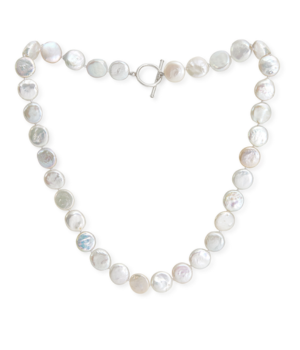18" White Coin Pearl Necklace