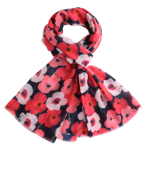 Poppies Scarf - Midnight navy and pinks 2.png
