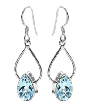 Open Teardrop Earrings with Teardrop - Blue Topaz