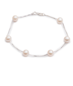 Bracelet with Intermittent Pearls - White
