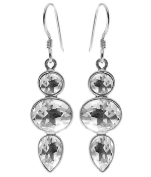Mixed Shape 3 Stone Earrings - Rock Crystal