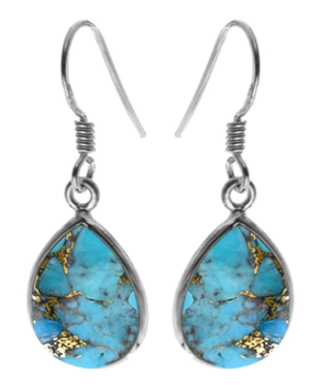 Single Tear Drop Earring - Blue Mohave Turquoise