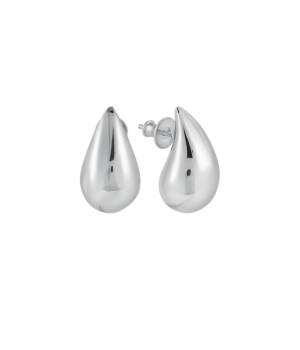 Small Polished Silver Teardrop Studs