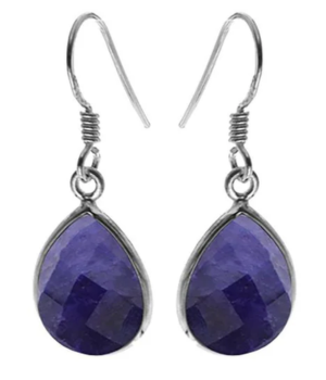 Large Single Tear Drop Earrings - Sapphire Quartz