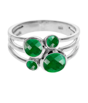 4 Small Stone Split Band Ring - Emerald Quartz