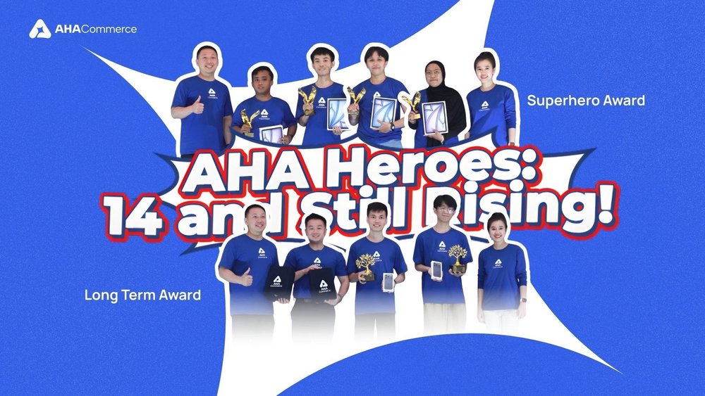 Para penerima Superhero Award dan Long Term Award di ulang tahun ke-14 AHA Commerce