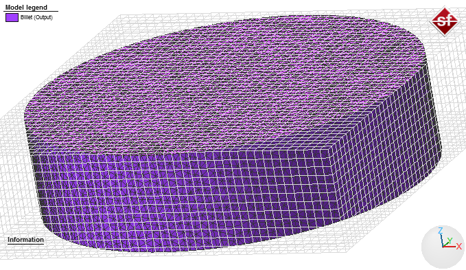 Fig 3b: Billet with Volume Meshing using Simufact Forming