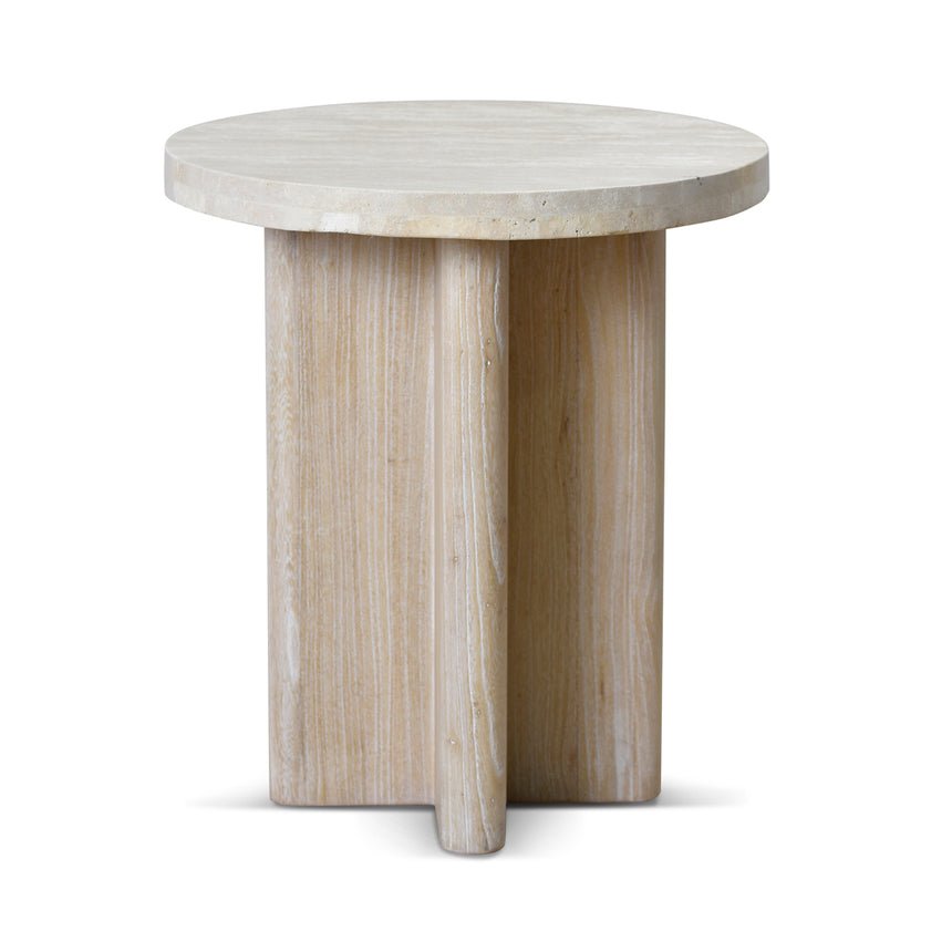 Agosti Travertine Round Side Table