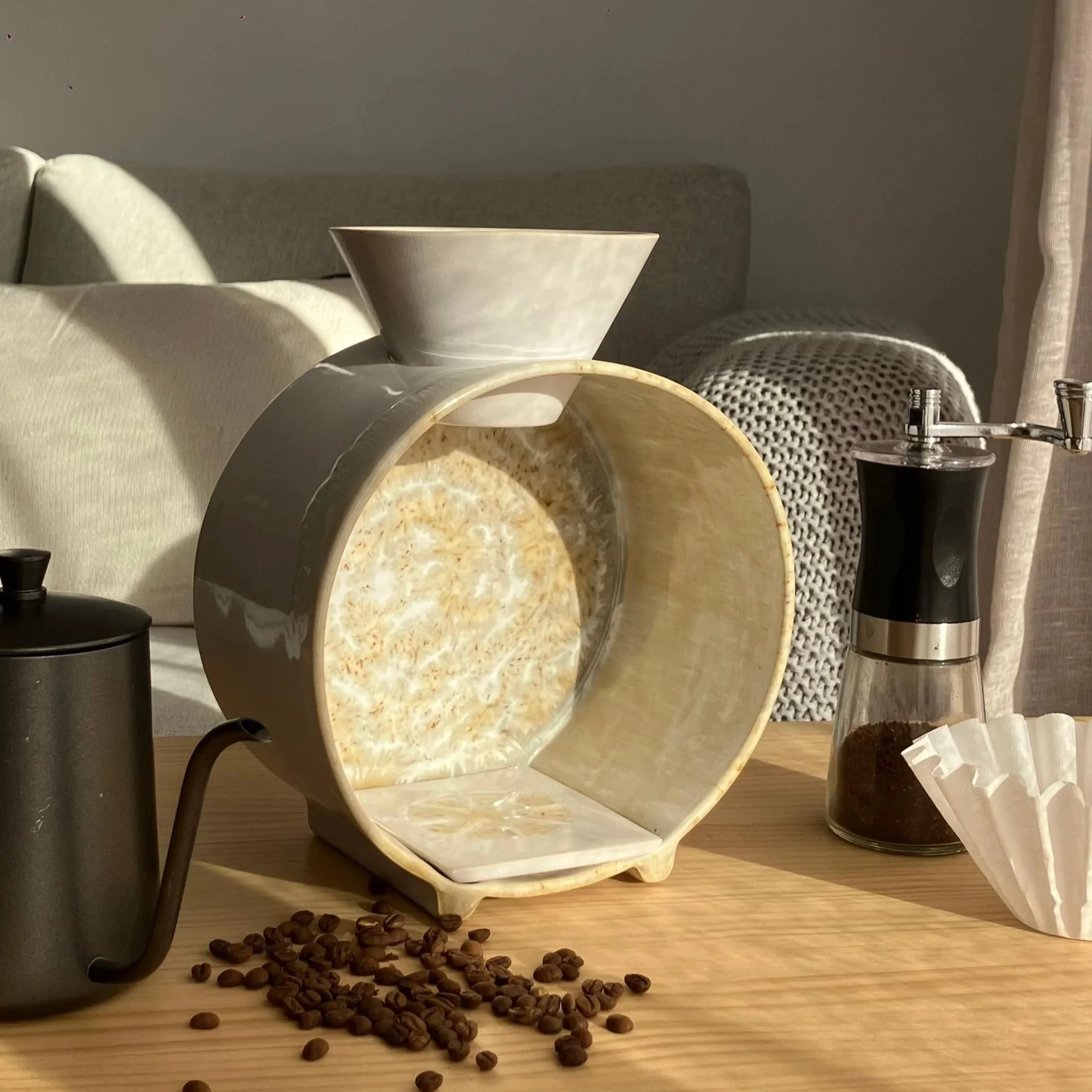 Coffee Dripper - Blanco Brillo con Arenado