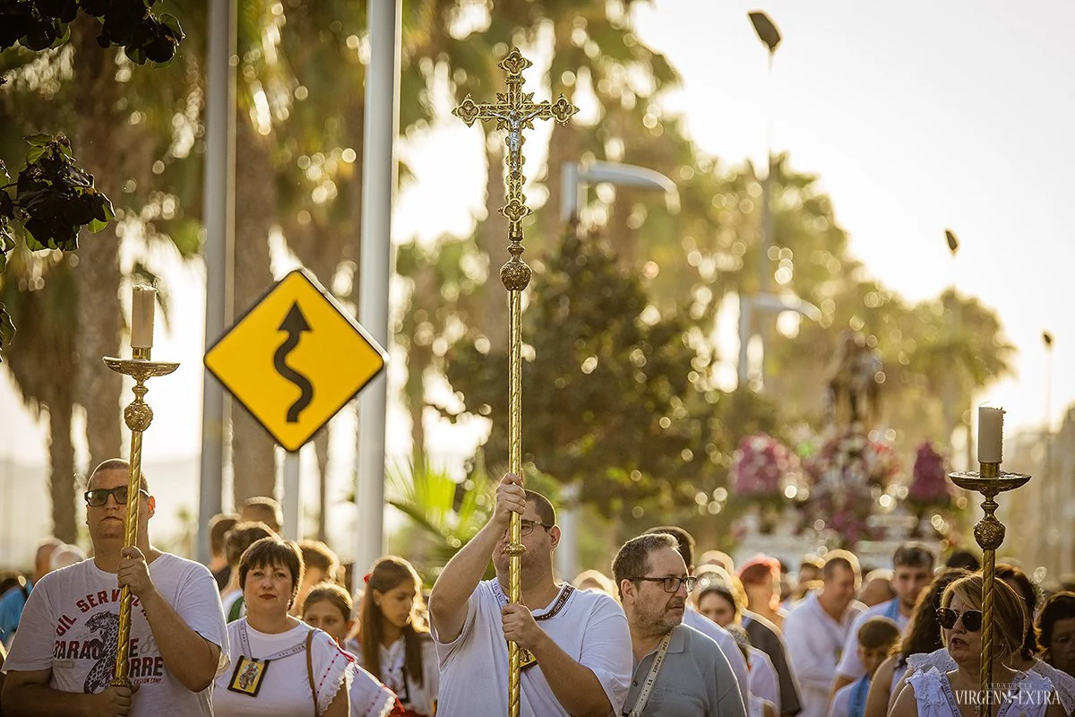 Mergelės Karmen procesija Caleta de Velez mieste | Andalūzija. Virgen Extra