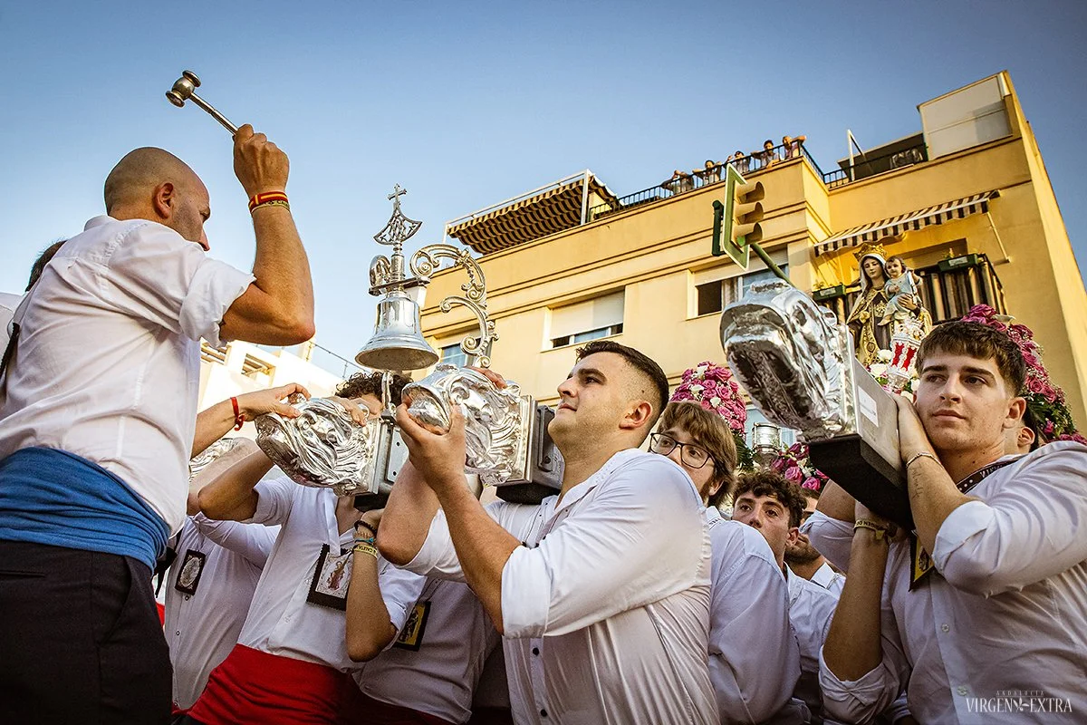 Mergelės Karmen procesija Caleta de Velez mieste | Andalūzija. Virgen Extra