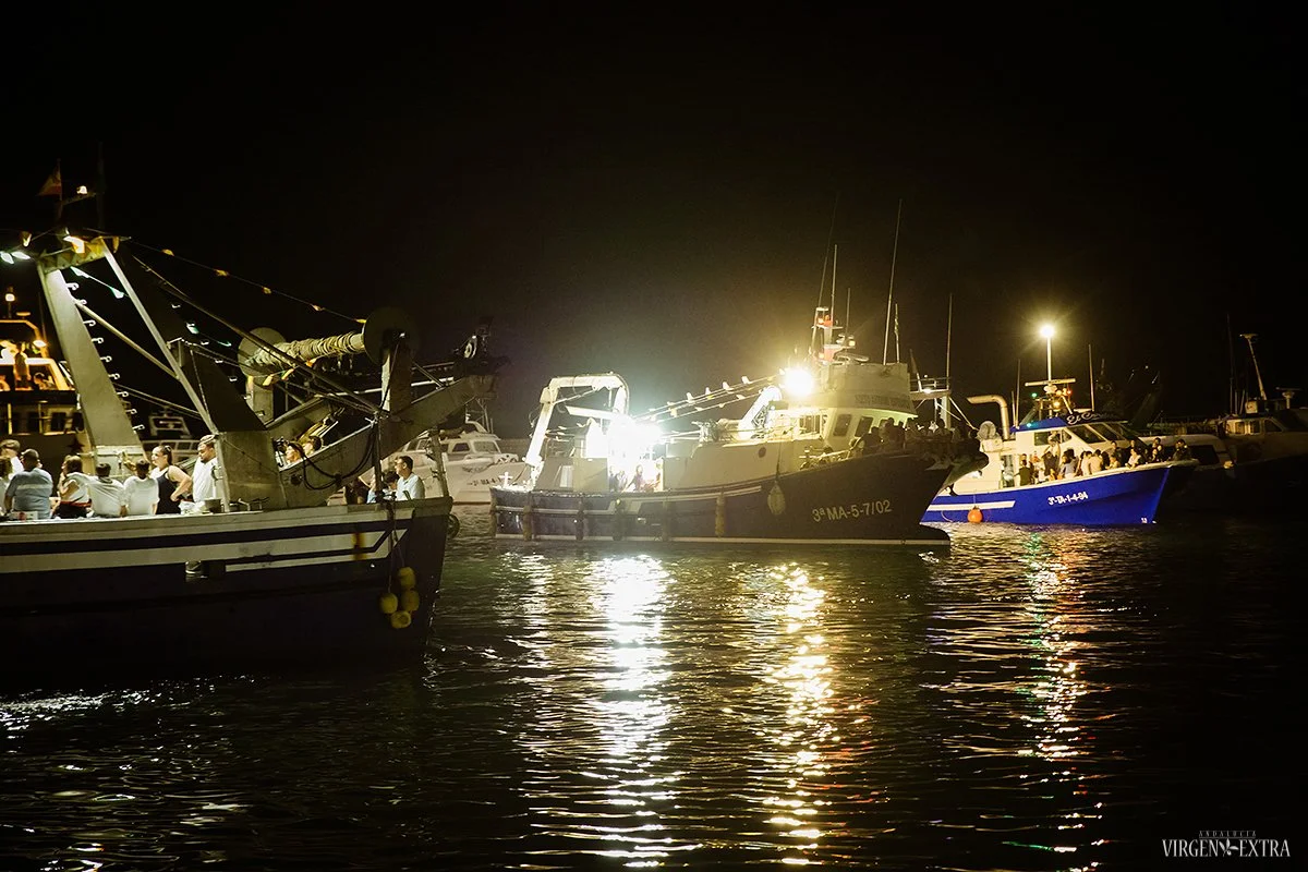 Mergelės Karmen procesija Caleta de Velez mieste | Andalūzija. Virgen Extra