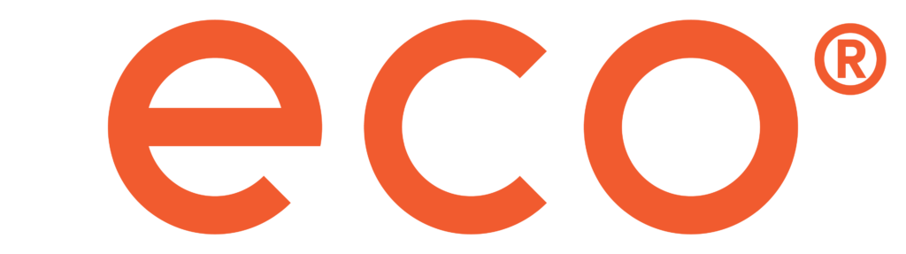 The word 'eco' in orange lowercase letters with a registered trademark symbol to the upper right.