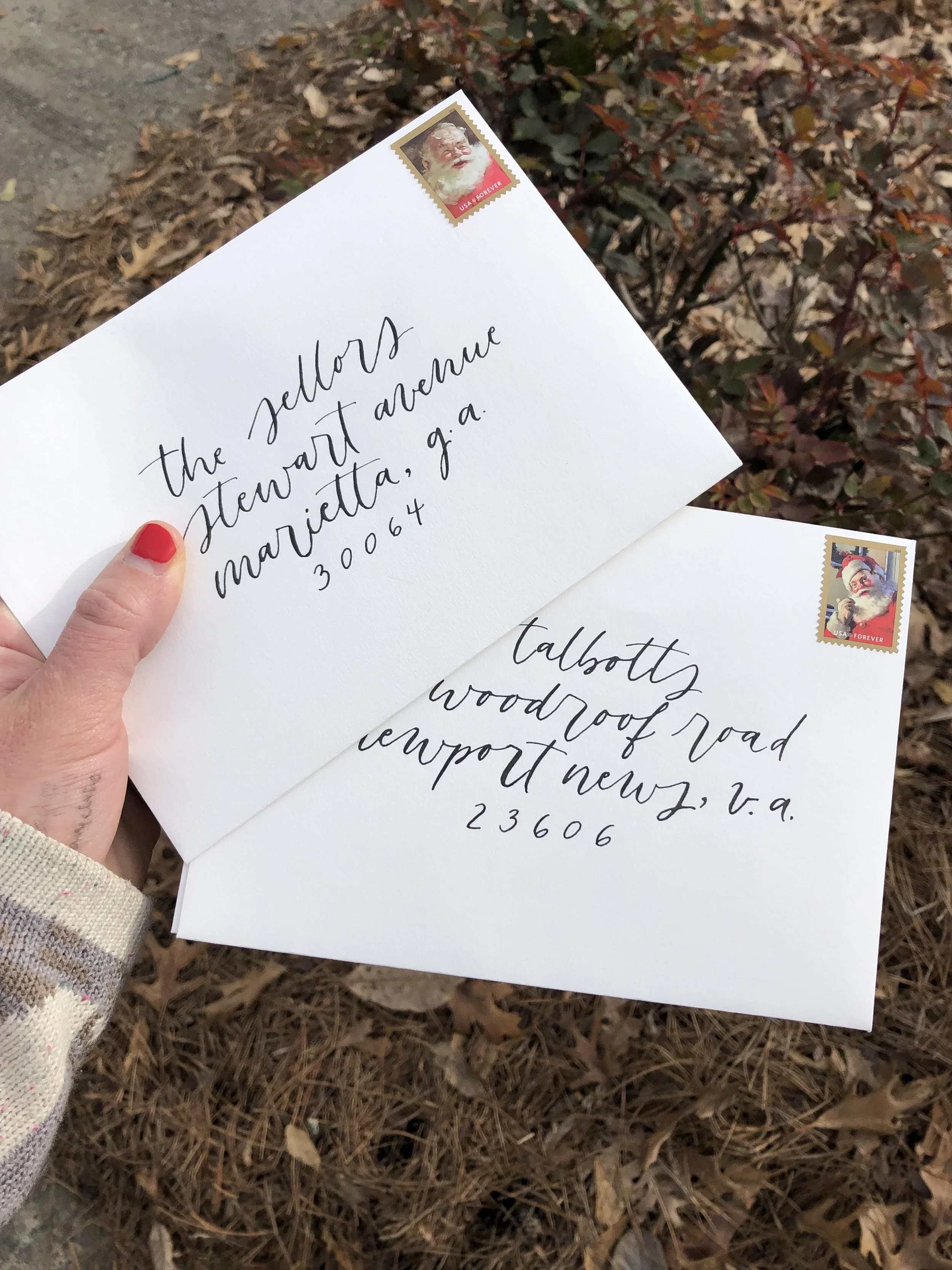 Christmas card calligraphy addresses.jpg