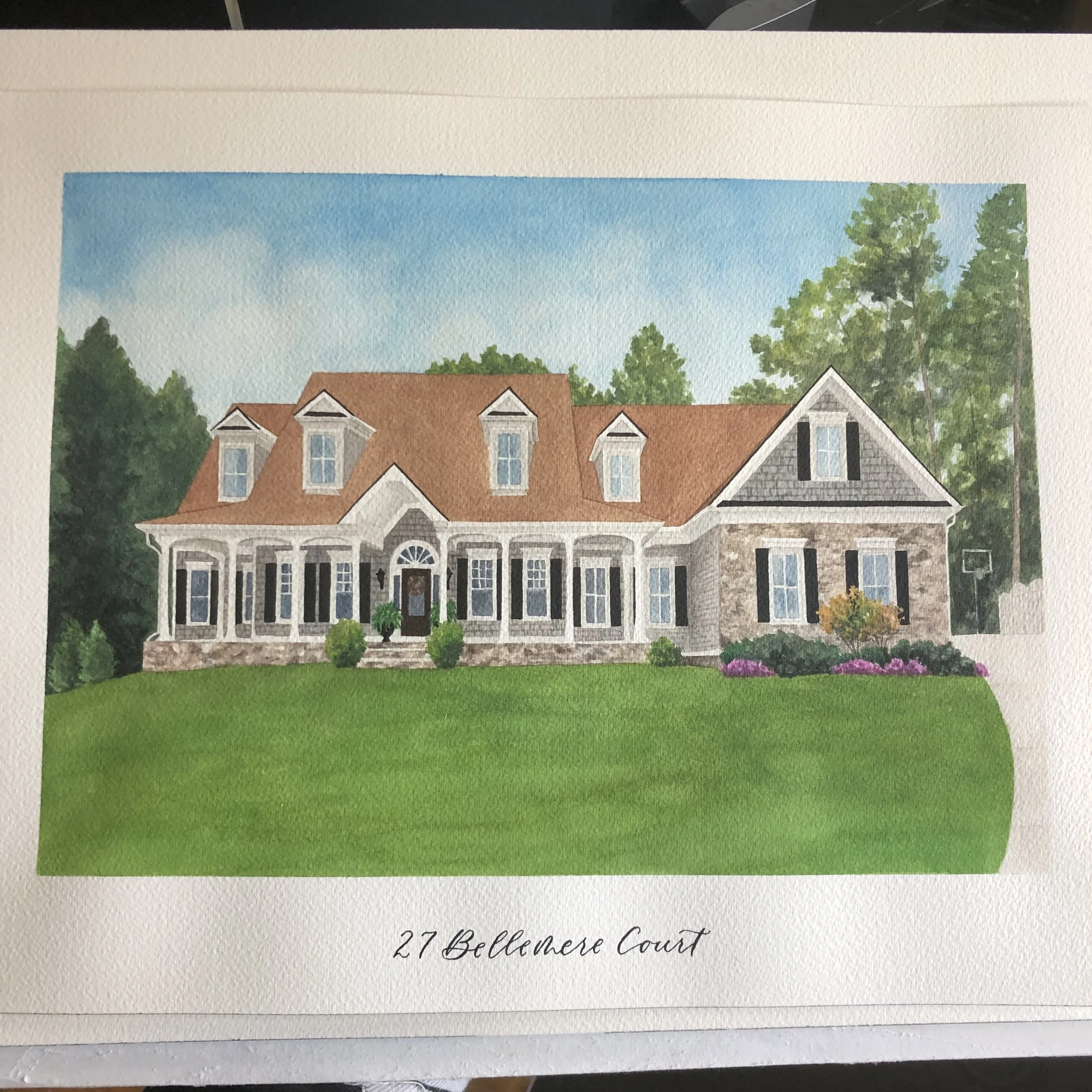 An 11x14 watercolor home portrait makes such a thoughtful gift for a family who is downsizing and selling the family home they raised their children in!