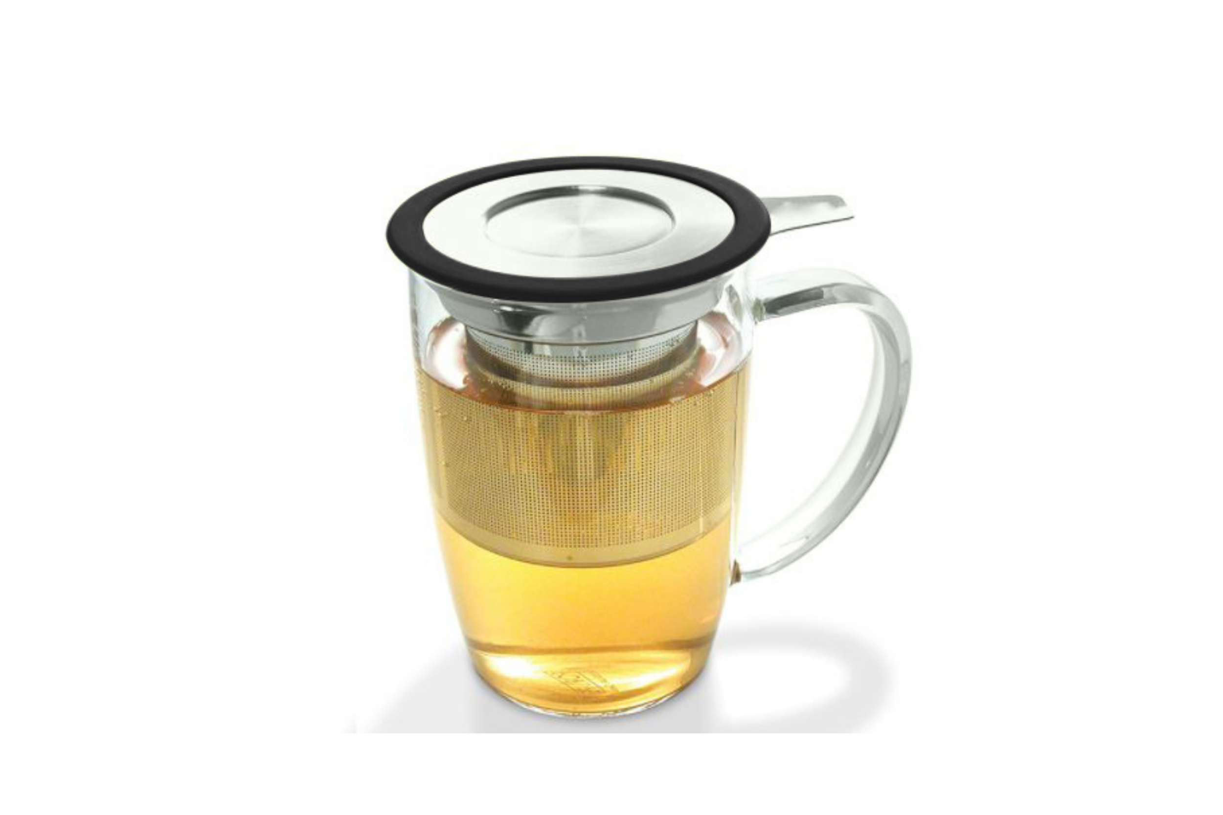 Borosilicate Glass Mug with Steel Infuser and Lid