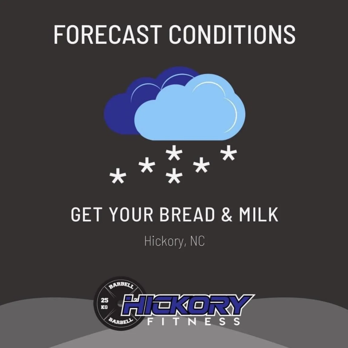 Fail to plan, plan to fail! 

We know the perfect place to get warm! 💪🏽 
Here&rsquo;s to hoping it&rsquo;s more snow than ice and everyone has prepped for the worst and the best case scenario is the outcome! 

Stay safe Hickory Fit Fam!