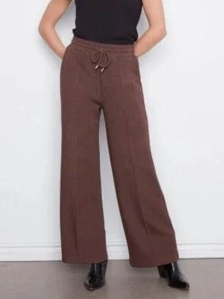 Charlie B Wide Leg Pin Tuck Jogger Pants in Espresso