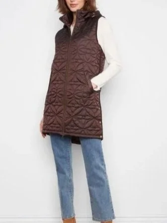 Charlie B Sleeveless Puffer Vest in Mocha