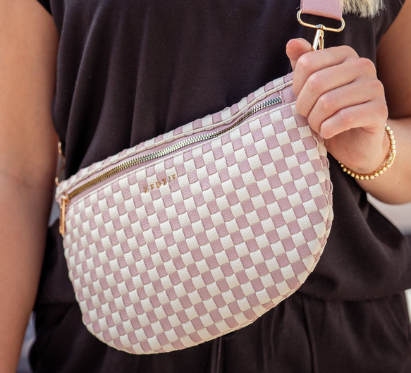 Kedzie Checkered Pink Terrace Woven Crossboady Bag