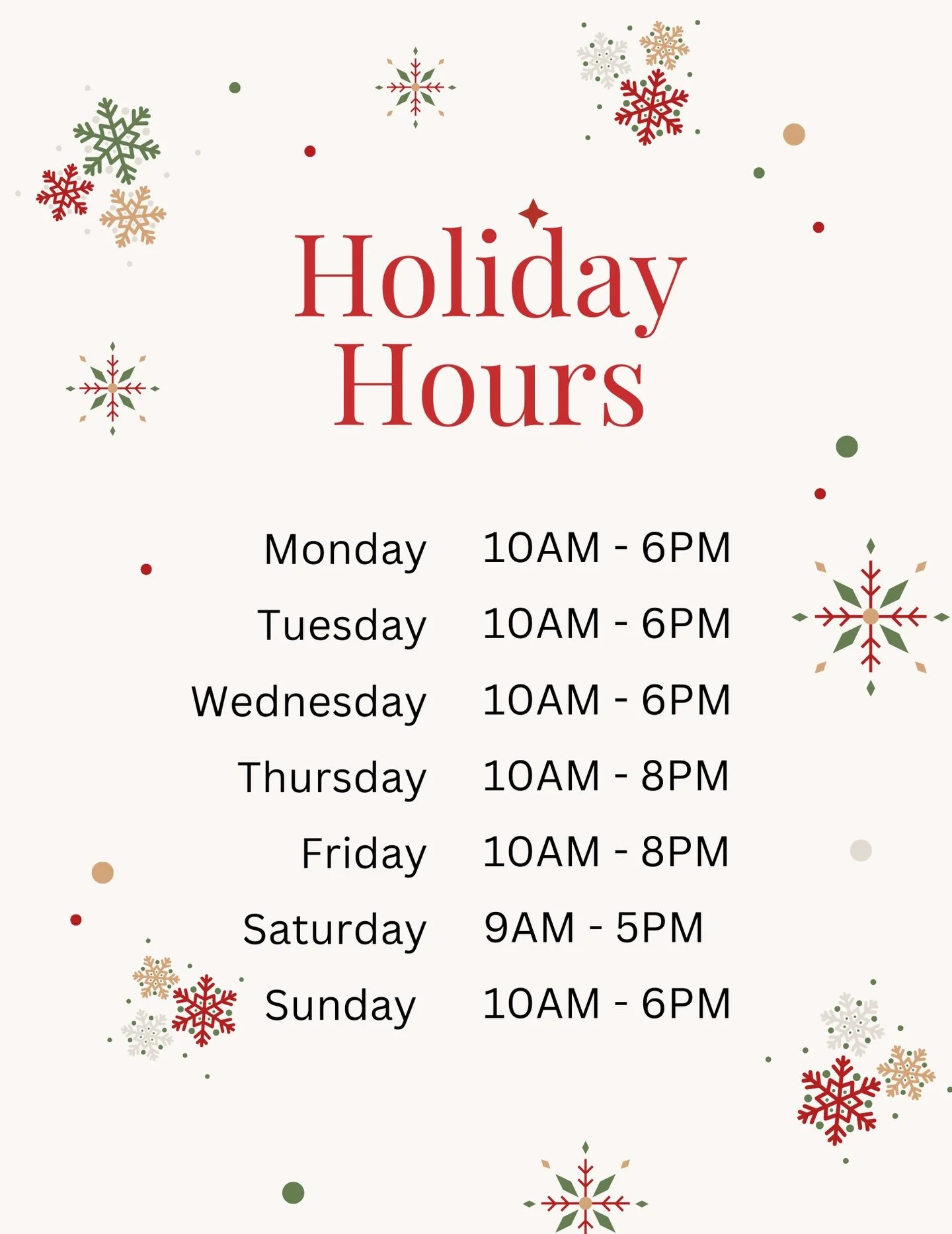 It&rsquo;s officially December 1st and we couldn&rsquo;t be more excited especially for our (additional) EXTENDED HOURS! 😁

Not only are we open Sundays but we are open later on both Thursdays and Fridays❗

We will be open until 8pm on both those ni