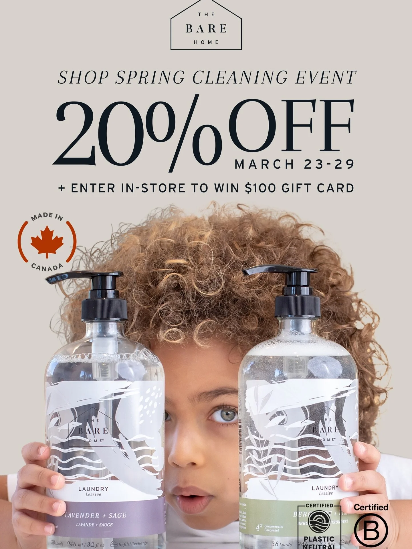The Spring Cleaning Event is here from @the.bare.home 🧼

Get 20% off starting today on any of their products‼️

PLUS with any in store purchase of their products, you can enter to win a $100 Bare Home gift card❗

What we carry:

✨ laundry detergent
