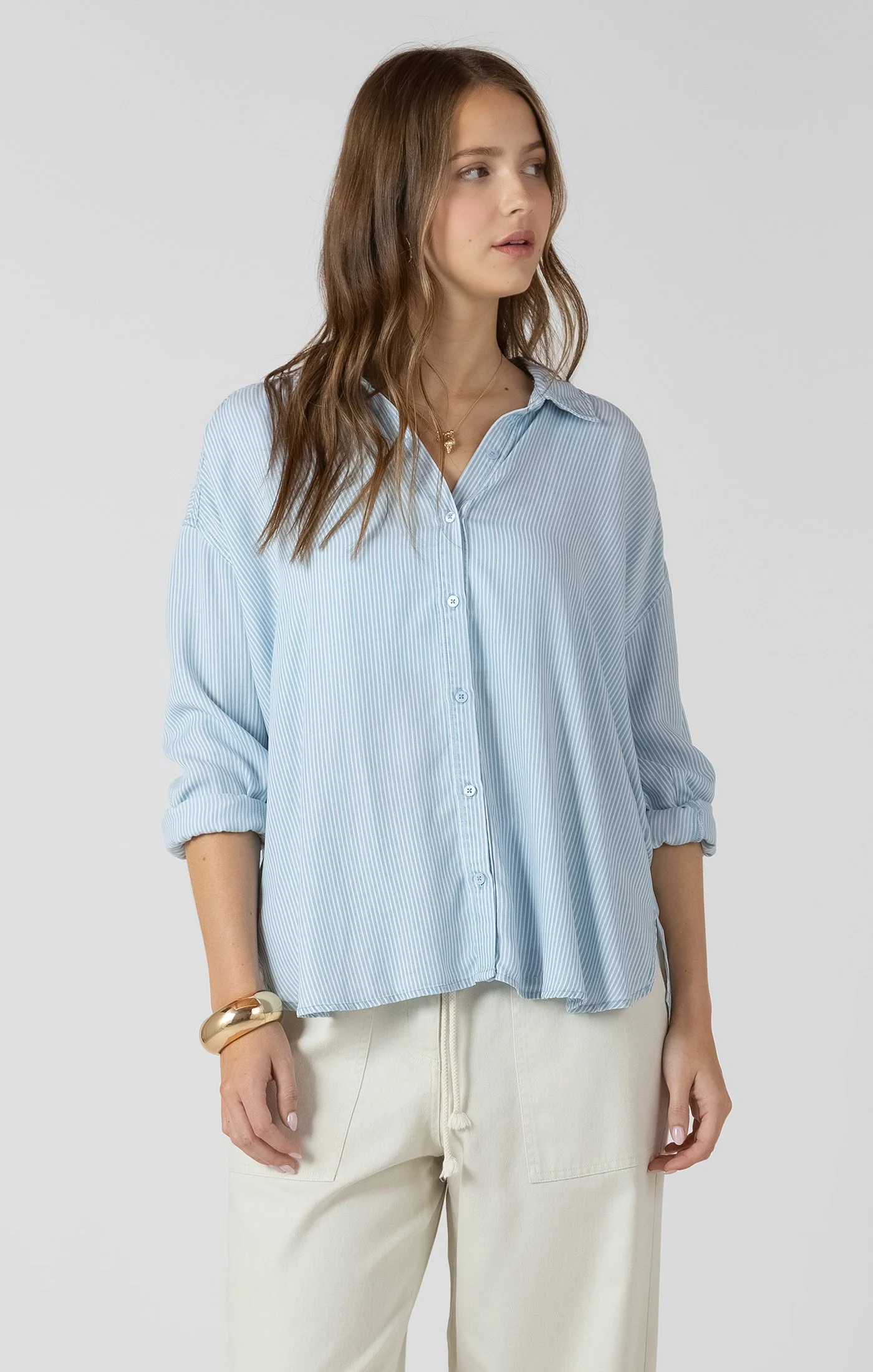 Dex Coastal Blue Stripe Button Down