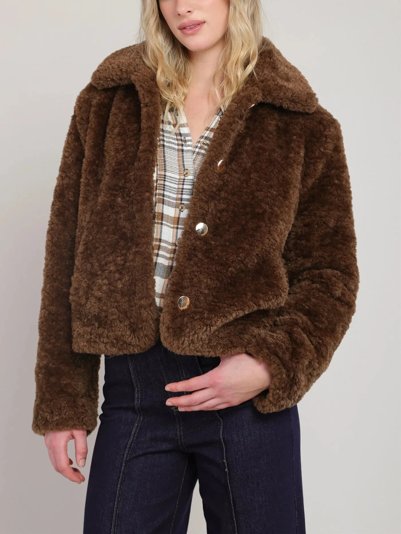 Room 34 Faux Fur Coat in Minky Brown