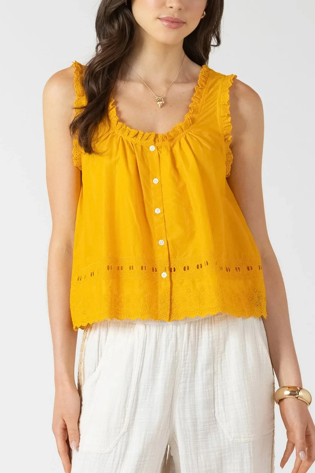 Dex Sunflower Yellow Sleeveless Blouse