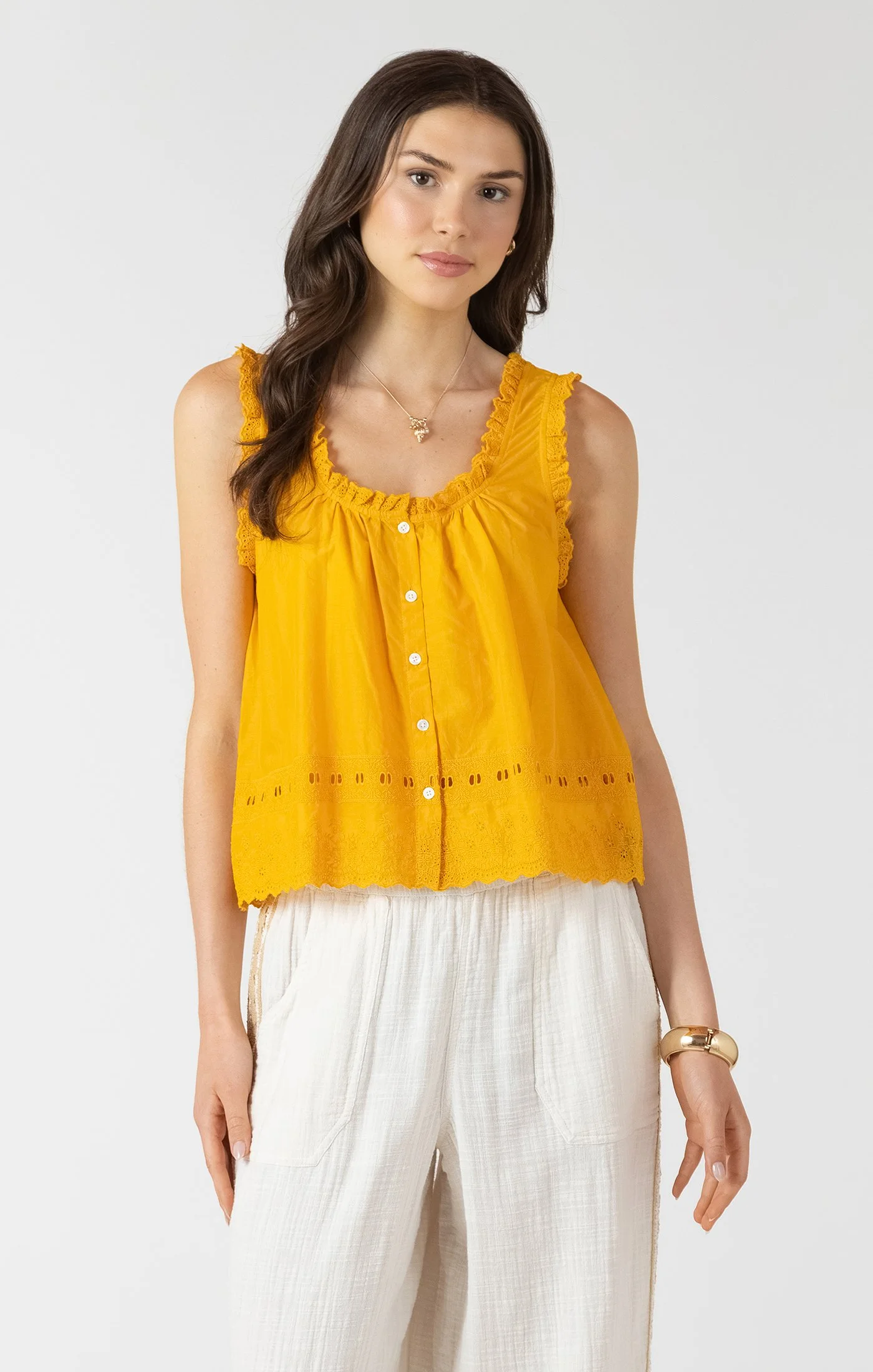 Dex Sunflower Yellow Sleeveless Blouse