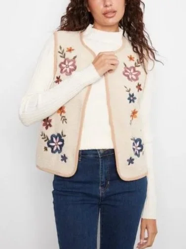 Charlie B Sherpa & Suede Reversible Embroidered Vest