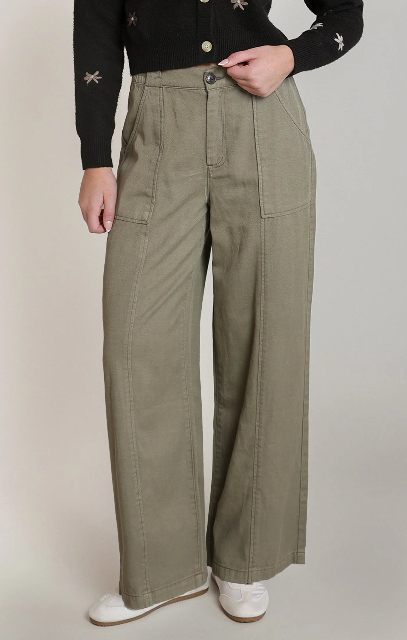 Dex Twill Wide Leg Pant in Washed Khaki