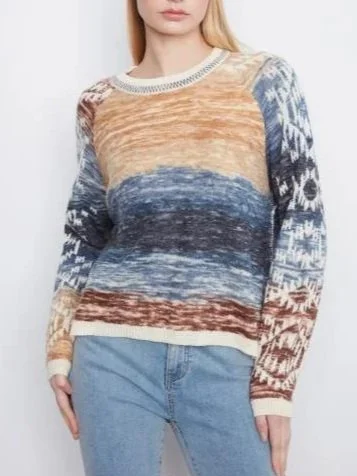 Charlie B Double Layers Reversible Raglan Long Sleeve Sweater in Lake Tahoe