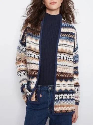 Charlie B Long Space Dye Cardigan with Pockets in Norway