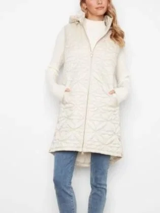 Charlie B Sleeveless Puffer Vest in Pearl
