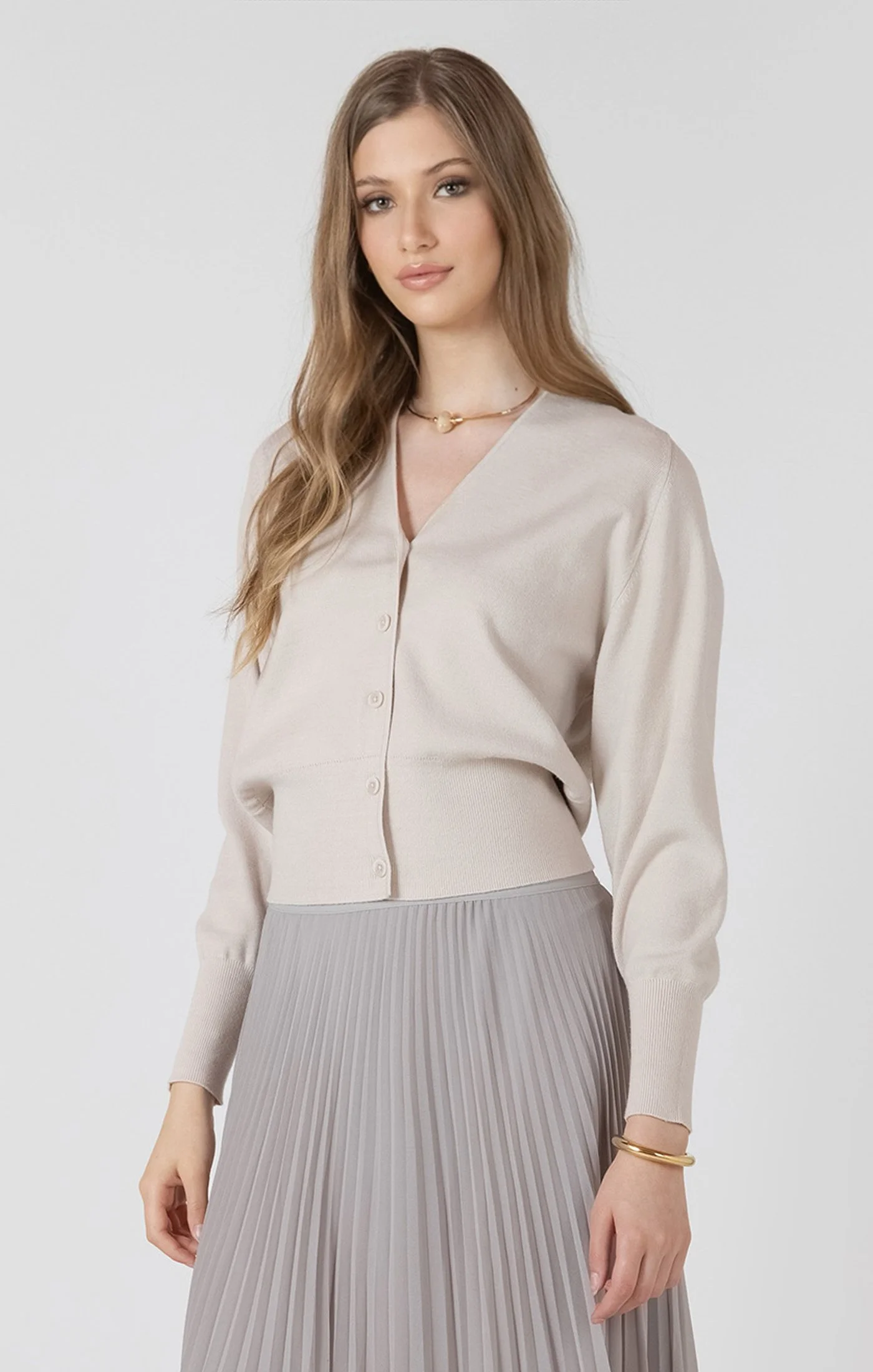 Black Tape Matte Pearl Button Cardigan