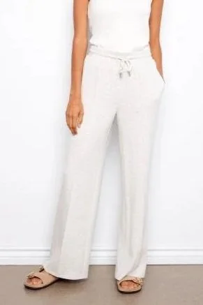 Charlie B Light Heather Grey Soft Scuba Wide Leg Jogger Pants