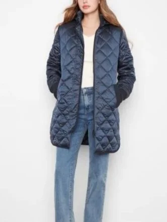 Charlie B Reversible Puffer with Removable Hood in Navy